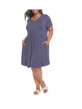 Lane Bryant Short Sleeve Babydoll Fit & Flare Mood Indigo Plus Size 30/32